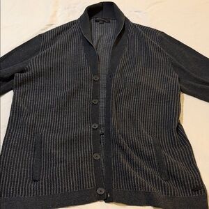 John Varvatos Charcoal Striped Cardigan